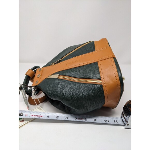 Valentina Sling Backpack Italian Leather Convertible Bag Hunter Green NWT main image 7